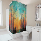 Aquamarine Ruhe verzaubert: Aquarellwald-Show Duschvorhang (Beispiel)