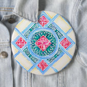 Aquamarine runde geometrische Tile in Peranakan Button (Beispiel)