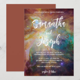 Aquamarine Rust Orion Nebula Celestial Hochzeit Einladung