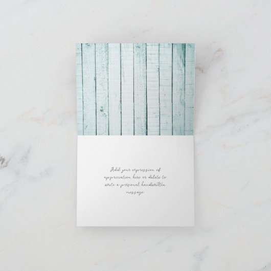 Aquamarine Rustic Monogram Wedding Danke (Innenseite)