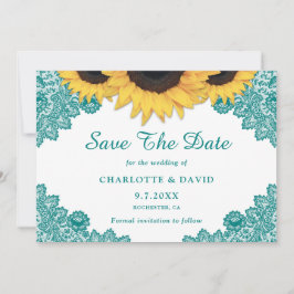 Aquamarine Rustikal-Chic-Sonnenblumenhochzeit Save The Date