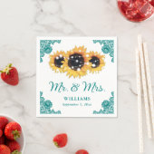 Aquamarine Rustikal-Chic-Spitzen-Sonnenblumen-Hoch Serviette (Beispiel)