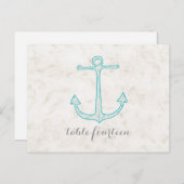 Aquamarine rustikale Anker-Tischnummer Postkarte (Vorne/Hinten)