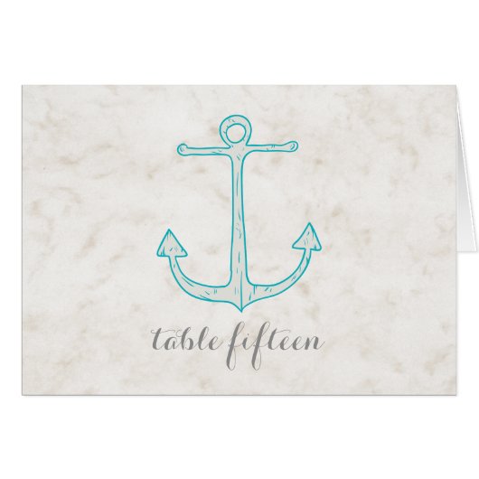 Aquamarine rustikale Ankerhochzeit Tischnummer (Vorderseite (Horizontal))