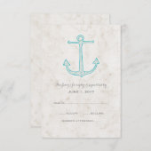 Aquamarine Rustikale Ankerhochzeitkarte RSVP Karte (Vorne/Hinten)