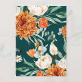 Aquamarine rustikale Blütenbrunnen Orangefarbene H Begleitkarte (Rückseite)