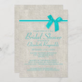 Aquamarine Rustikale Burlap Bridal Dusche Einladun Einladung (Vorne/Hinten)