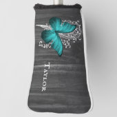 Aquamarine Rustikale Butterfly Personalisierter Go Golf Headcover (Rotieren 90)