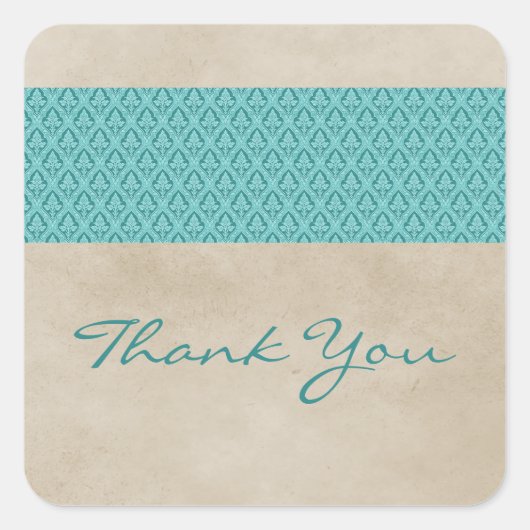 Aquamarine Rustikale Damaskus Danke Stickers (Vorderseite)