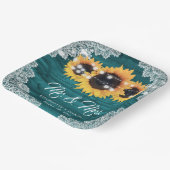Aquamarine Rustikale Hochzeit der Sonnenblumen Pappteller (Gewinkelt)