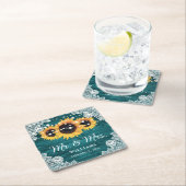 Aquamarine Rustikale Hochzeit der Sonnenblumen Rechteckiger Pappuntersetzer (Vor Ort)