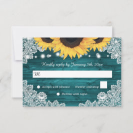 Aquamarine Rustikale Hochzeit der Sonnenblumen RSVP Karte