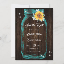 Aquamarine Rustikale Holz Mason Jar Sonnenblumenho Save The Date