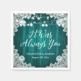 Aquamarine Rustikale Holzblütenhochzeit Serviette