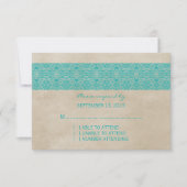 Aquamarine rustikale Lace Response Card RSVP Karte (Vorderseite)