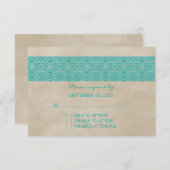 Aquamarine rustikale Lace Response Card RSVP Karte (Vorne/Hinten)