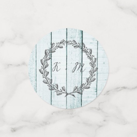 Aquamarine Rustikale Monogram Wedding Confetti Konfetti (Klein Vorderseite)