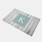 Aquamarine rustikale Monogramm Doormat Fußmatte (Schrägansicht)