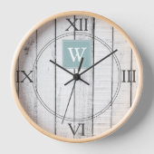 Aquamarine Rustikale Monogramm-Uhr Uhr (Vorderseite)