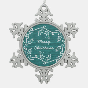 Aquamarine Rustikale Schneeflocke Schneeflocken Zinn-Ornament
