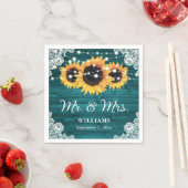 Aquamarine Rustikale Sonnenblumenhochzeit Serviette (Beispiel)