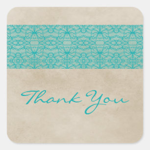 Aquamarine rustikale Spitze Danke Stickers