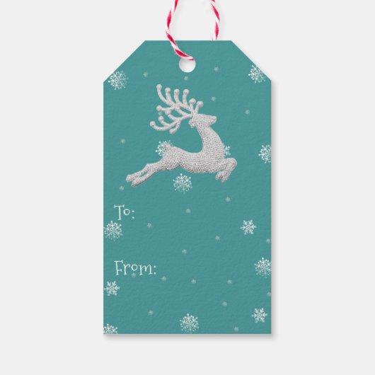 Aquamarine rustikale Weihnachtsfeiertage Geschenkanhänger (Rückseite)