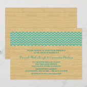 Aquamarine Rustikale Zickzack Hochzeit Einladung (Vorne/Hinten)