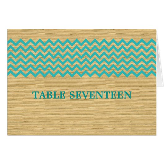 Aquamarine rustikale Zickzack Tischnummer (Vorderseite (Horizontal))