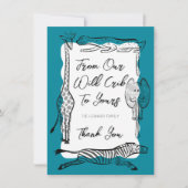 Aquamarine Safari-Tiere Dankeskarte (Vorderseite)