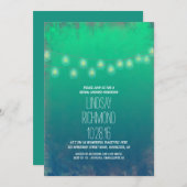 aquamarine Saitenleuchten Brautdusche Einladung (Vorne/Hinten)