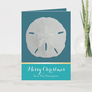 Aquamarine Sand Dollar Tropische Weihnachtskarten Feiertagskarte