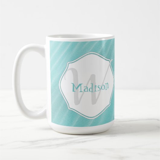 Aquamarine Sandwellen personalisieren Tasse (Links)