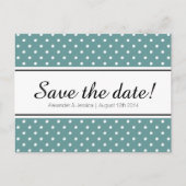Aquamarine Save the Date Postkarten | Weißpolka (Vorderseite)