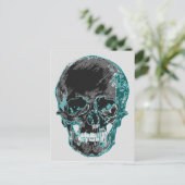 Aquamarine Schädelpostkarte Postkarte (Stehend Vorderseite)
