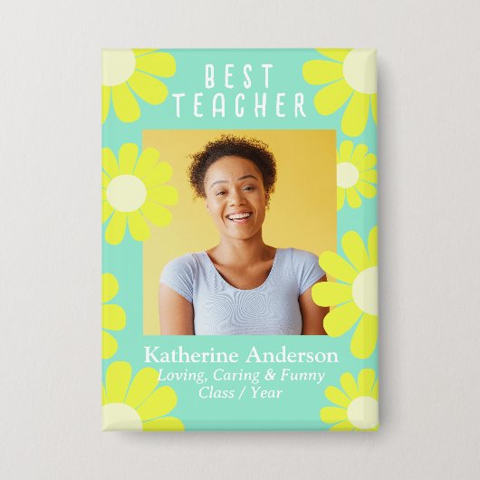 Aquamarine Schaltfläche für Daisy Best Teacher Fot Button (Vorderseite)