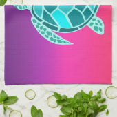 aquamarine Schildkröte, grün Geschirrtuch (Gefaltet)