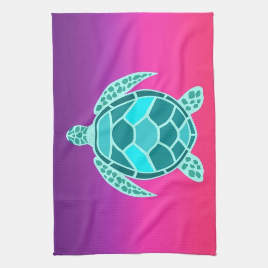 aquamarine Schildkröte, grün Geschirrtuch (Vertikal)