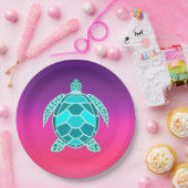 aquamarine Schildkröte, grün Pappteller (Party)