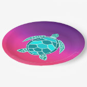 aquamarine Schildkröte, grün Pappteller (Schrägansicht)