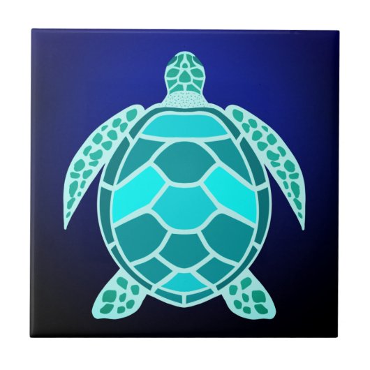 aquamarine Schildkrötenfliese, grün, türkisblau, Fliese (Vorderseite)