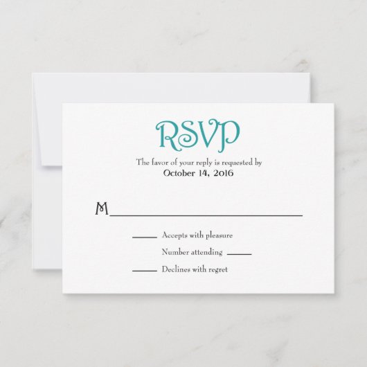 Aquamarine Schlichte RSVP-Karten RSVP Karte (Vorderseite)