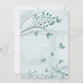aquamarine Schmetterlinge Blätter Blumengebäck Geb Einladung (Rückseite)