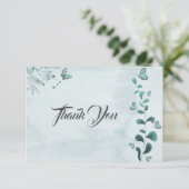 aquamarine Schmetterlinge Blätter botanisch Dankeskarte (Stehend Vorderseite)