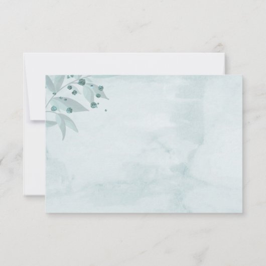 aquamarine Schmetterlinge Blätter botanisch Dankeskarte (Rückseite)