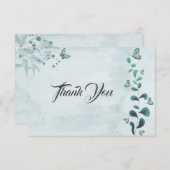 aquamarine Schmetterlinge Blätter botanisch Dankeskarte (Vorne/Hinten)