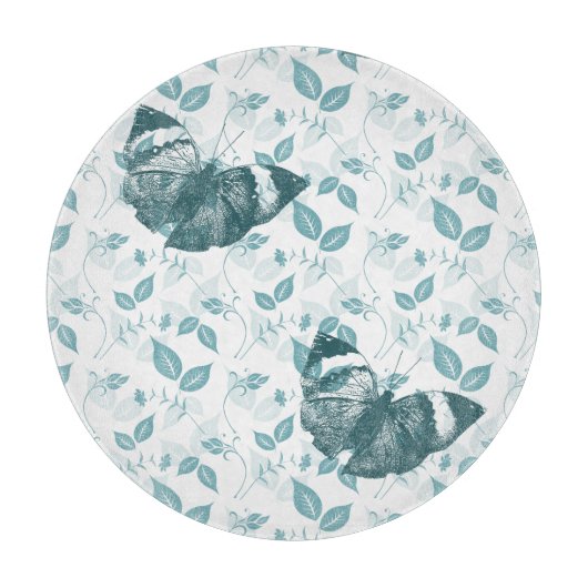 Aquamarine Schmetterlinge Schneidebrett (Vorderseite)