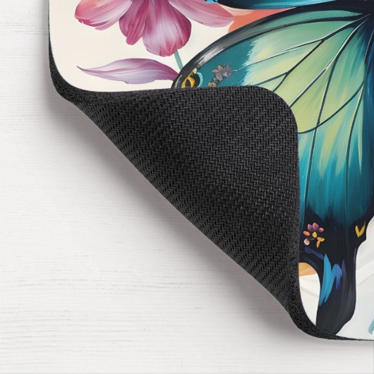 Aquamarine Schmetterlingsfarben Blume Kunst Mousepad (Ecke)