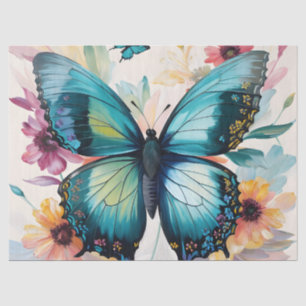 Aquamarine Schmetterlingsflora Multicolor Kunst Seidenpapier