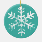Aquamarine Schneeflocke 1. Weihnachtsfeier Keramik Ornament (Hinten)